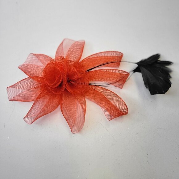 Red Floral Fascinator Hair Clip Flower Corsage Flower Floral Hair Accessory - Picture 8 of 9